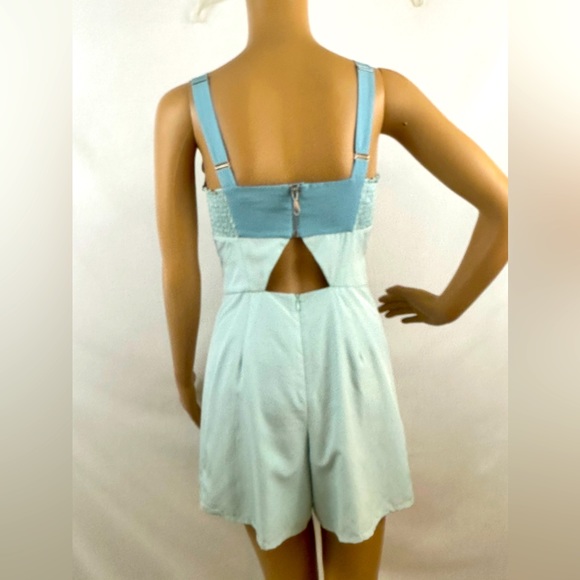 Rebecca Minkoff Romper Pastel Blue Two Tone Keyhole Back  Figure Flatter… - Picture 4 of 15